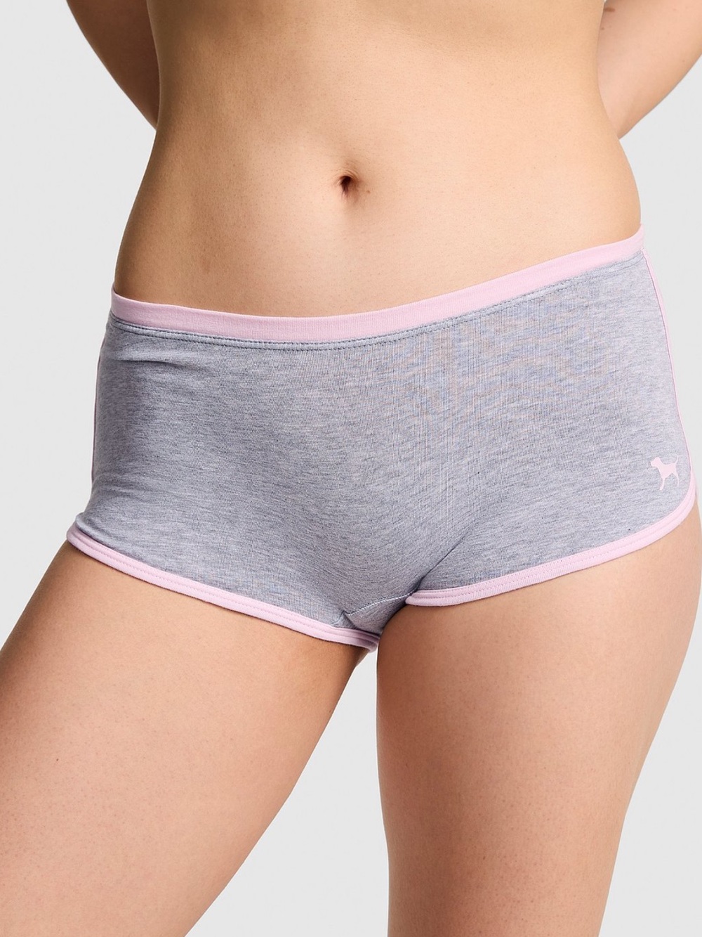 PINK VICTORIA'S SECRET Cotton Dorm Boyshorts Heather Grey Coconut Pink Logo XL - Picture 5 of 10